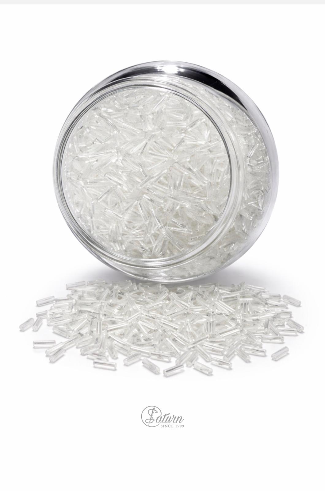 Margele tubulare din sticla transparente 7 mm, 500 gr/punga, accesorii pentru bijuterii si handmade