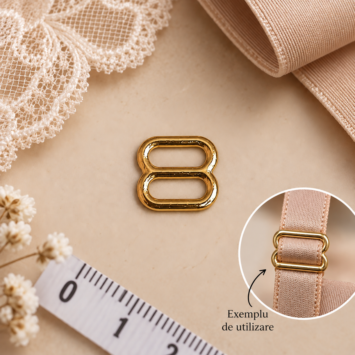 Reglatori Si Inele Pentru Bretele Sutiene ,Metal-Patrat , Model #2021, 100buc\Set