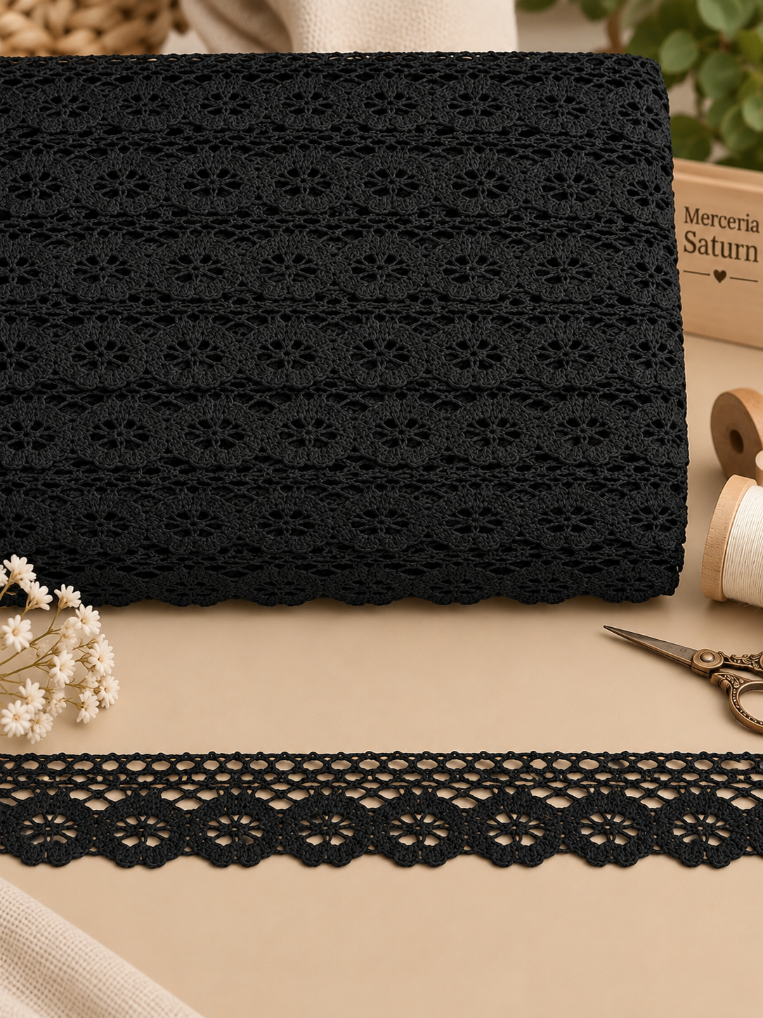 Dantela din Bumbac , 2.5 cm, 15 Yards/Rola (13,7 Metrii \ Rola) – Model #1346