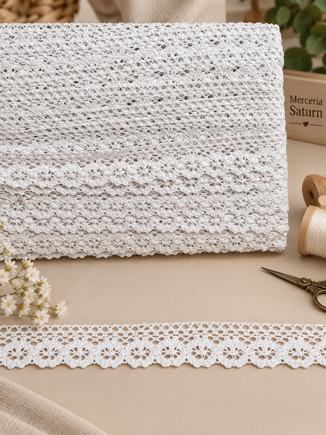 Dantela din Bumbac , 2.5 cm, 15 Yards/Rola (13,7 Metrii \ Rola) – Model #1346