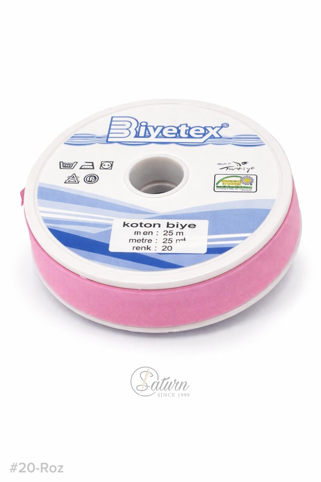 Banda bie din bumbac 20 mm – banda pentru finisare haine, rola 25 metri