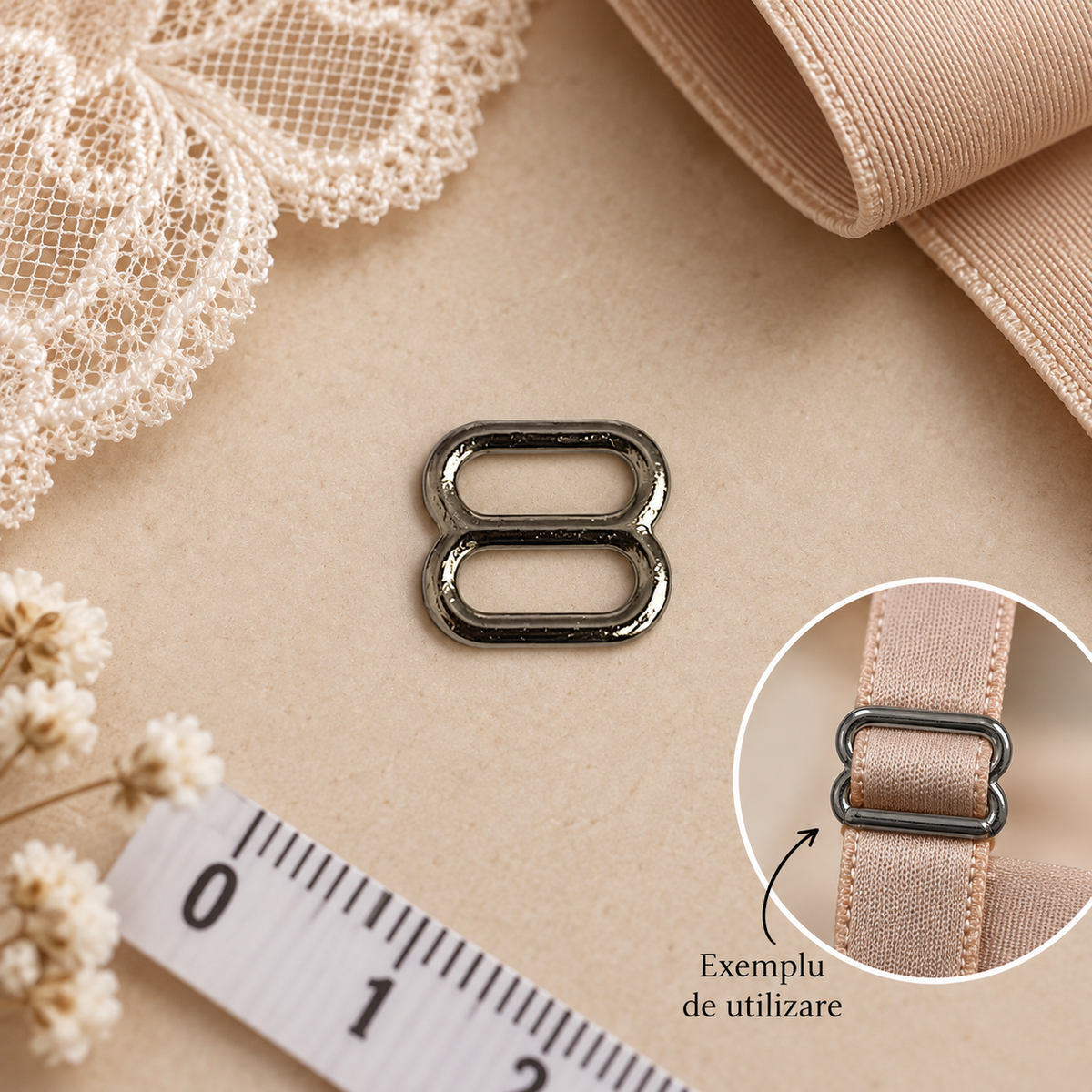 Reglatori Si Inele Pentru Bretele Sutiene ,Metal-Patrat , Model #2021, 100buc\Set
