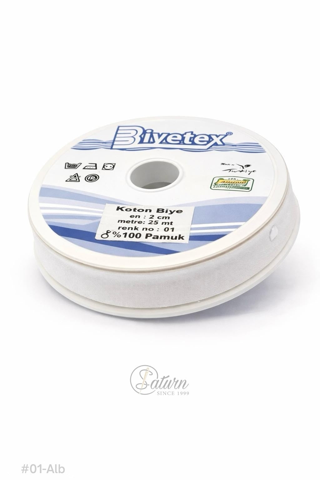Banda bie din bumbac 20 mm – banda pentru finisare haine, rola 25 metri
