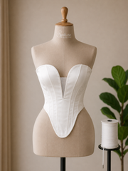 Corset dama din tafta si decolteu adanc in V si design sculptural M20