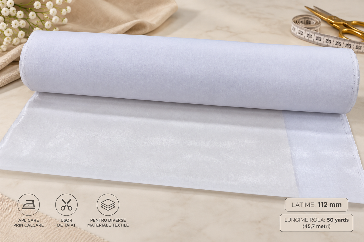 Termocolant/Insertie Alb Pentru Genti,Corsete ,Canafas Latime 90 Cm, 112 Cm.-50 Yards/Rola (45,7Metri\Rola) Model-8505HF