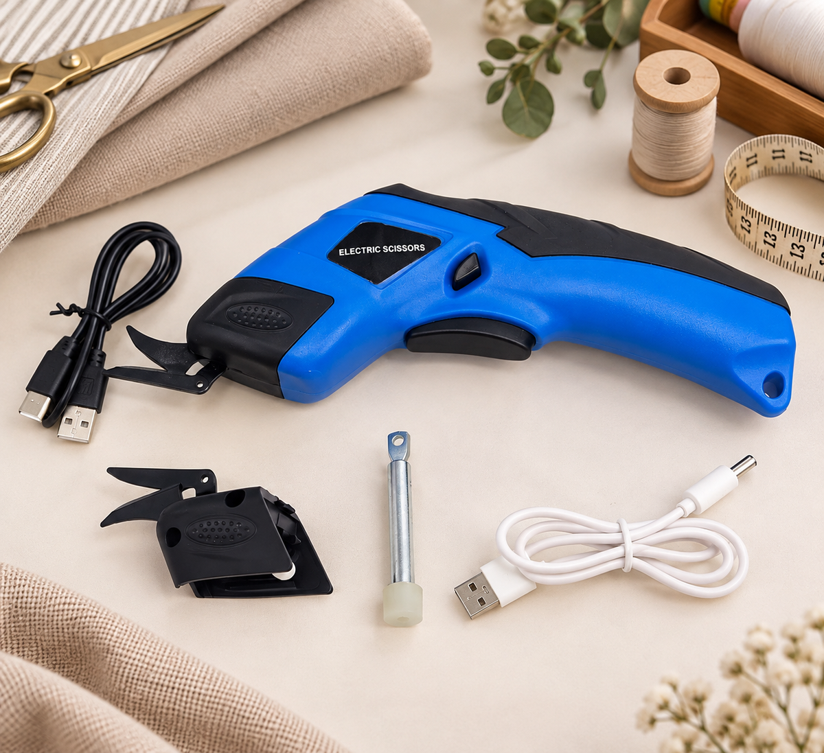 Foarfeca Electrica pentru Materiale Textile SU SAN Model 1, Incarcare USB, Taiere Rapida si Precisa , Viteza : 10.000 RPM