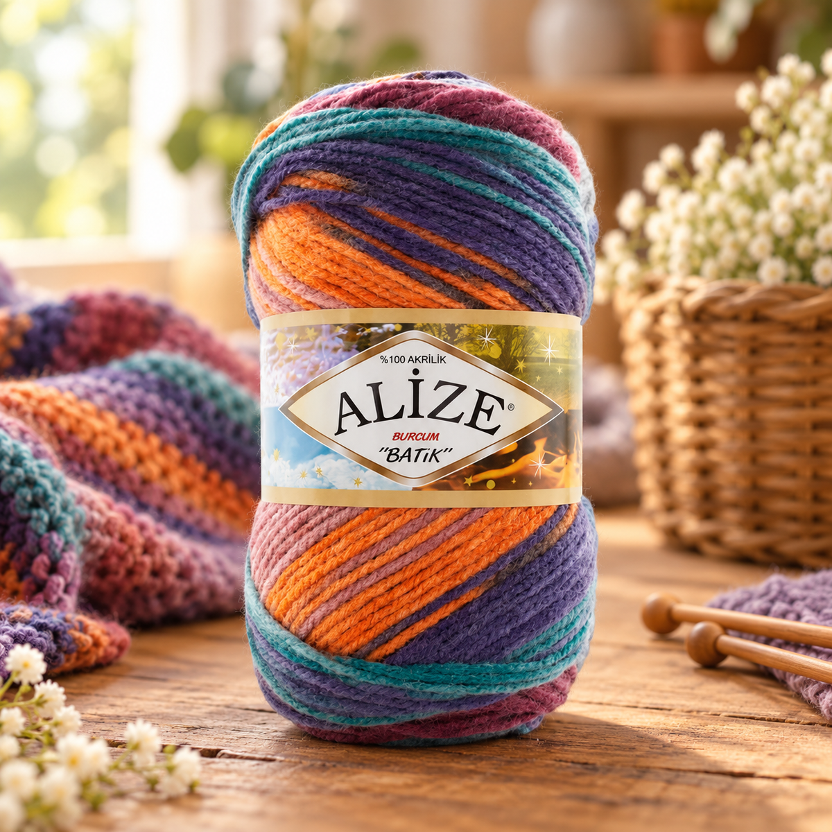 Fir de Tricotat si Crosetat Burcum Batik Multicolor(100g/buc)