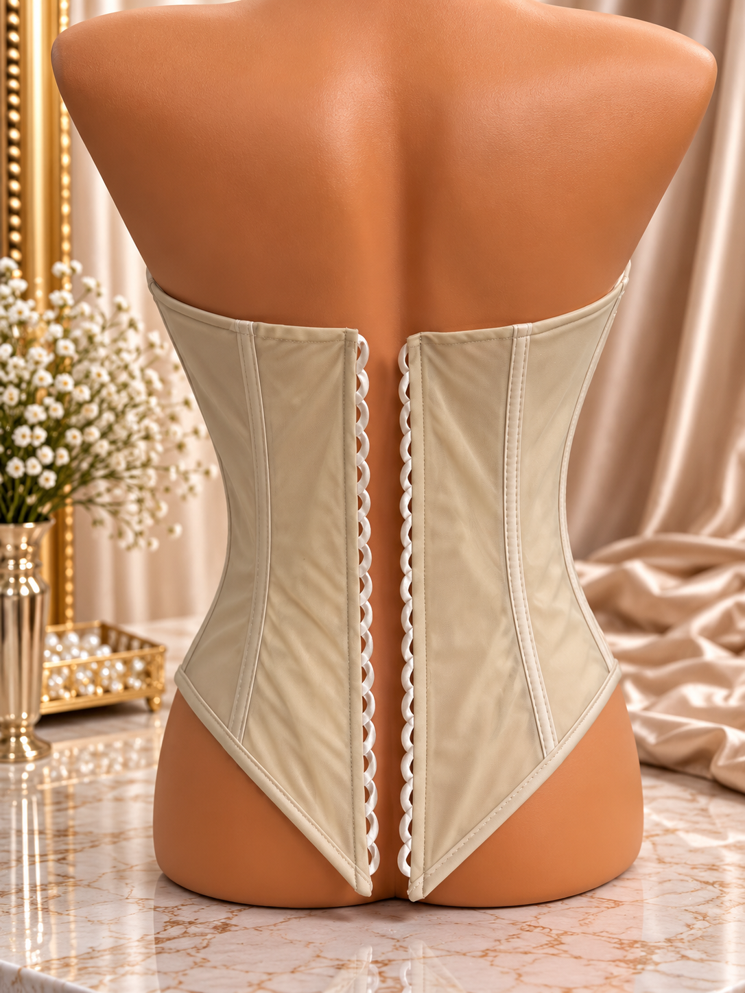 Corset Din Tulle Cu Balene Si Inchidere Cu Snur M57