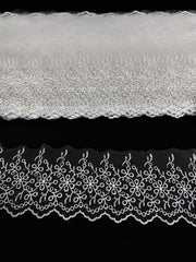 Dantelă brodată cu model floral, 10,5 cm – Model 6333-0045 (9 metri\Rola)