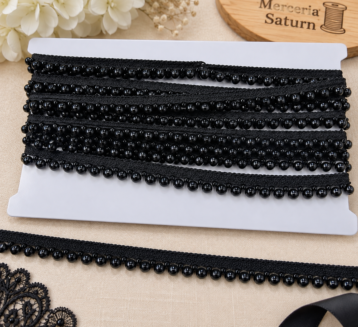 Banda Vipusca Cu Perle , Model-#0791 -1 CM, 10 Yards\Rola (9,14 Metri/Rola)