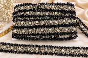 Banda Decorativa Tip Tweed Cu Perle Si Strasuri, 3,4 Cm / 10 Yards/Rola (9,14 Metri/ Rola) Model At-192