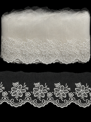 Dantelă brodată din fir bumbac cu model floral, – Model #0087 9 cm , 10 Yards (9,14 metri\Rola)