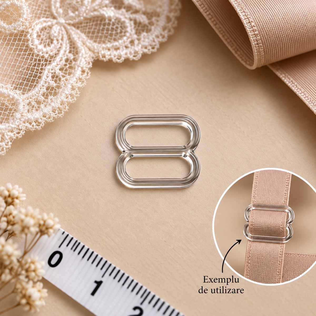 Reglatori Si Inele Pentru Bretele Sutiene ,Plastic-Patrat MODEL #2336, 100buc\Set