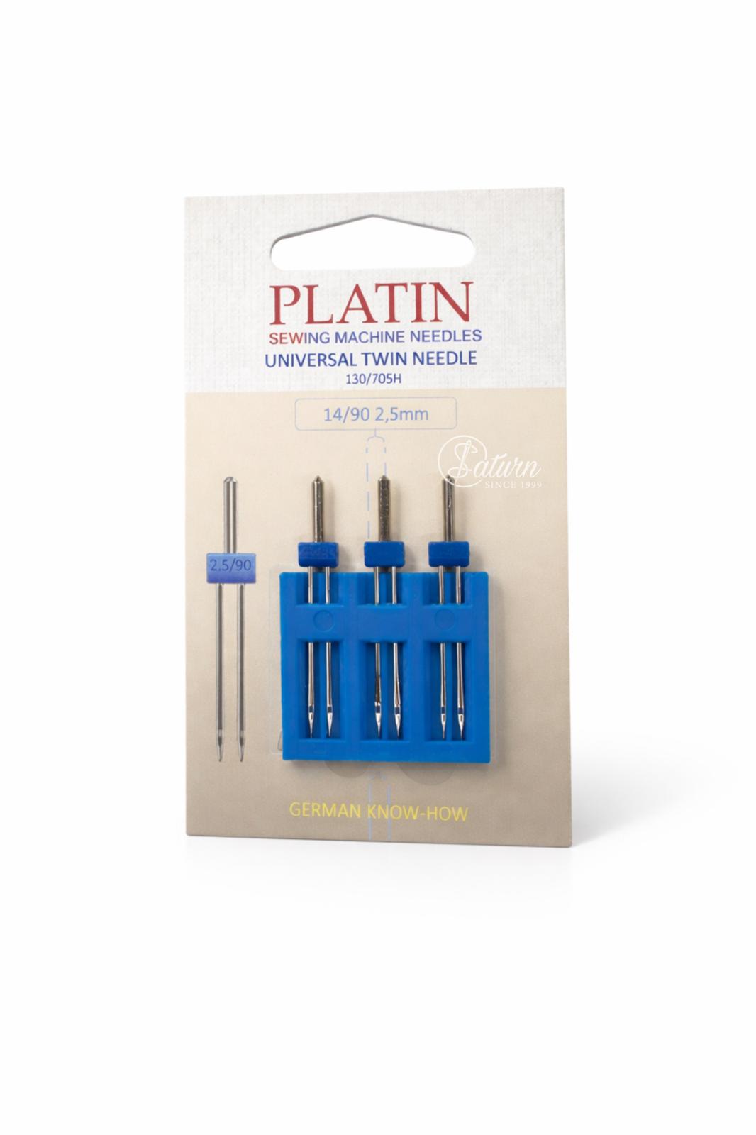 Ac PLATIN dublu universal pentru masina de cusut 14/90 2.5mm – cusaturi decorative și tivuri perfecte/la Set de 3 ace mercerie saturn ace masina de cusut