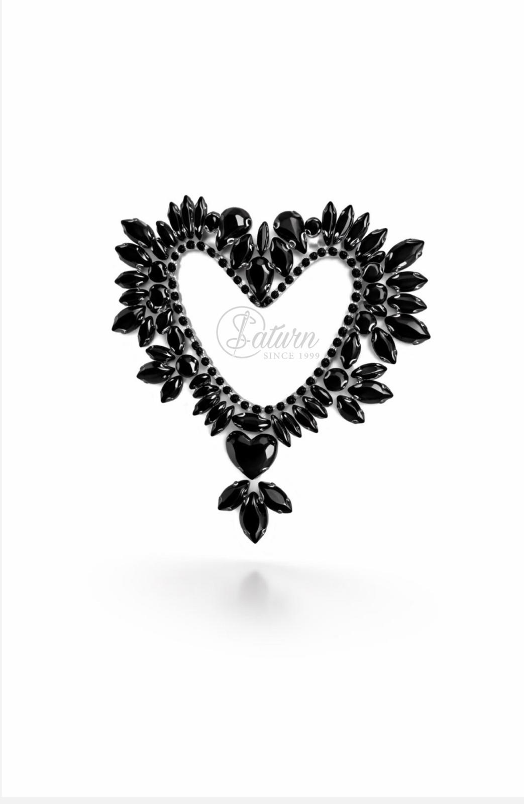 Accesoriu decorativ de cusut în formă de inimă, cu cristale – 9 cm mercerie saturn inimioare