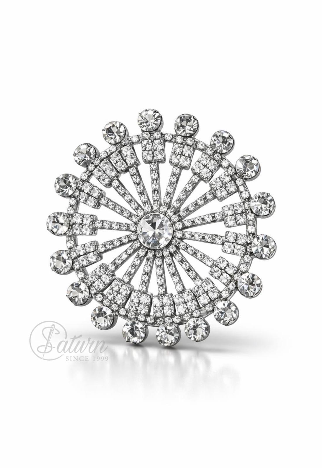 Accesoriu decorativ de lipit cu cristale – model DJ 9205-3, design circular stras argintiu, 9 cm mercerie saturn aplicatii de lipit 