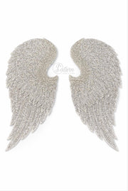 Aplicatie aripi inger din strasuri argintii de lipit – model HJ2369 premium pentru rochii si costume speciale strasuri aripi de inger mercerie saturn 