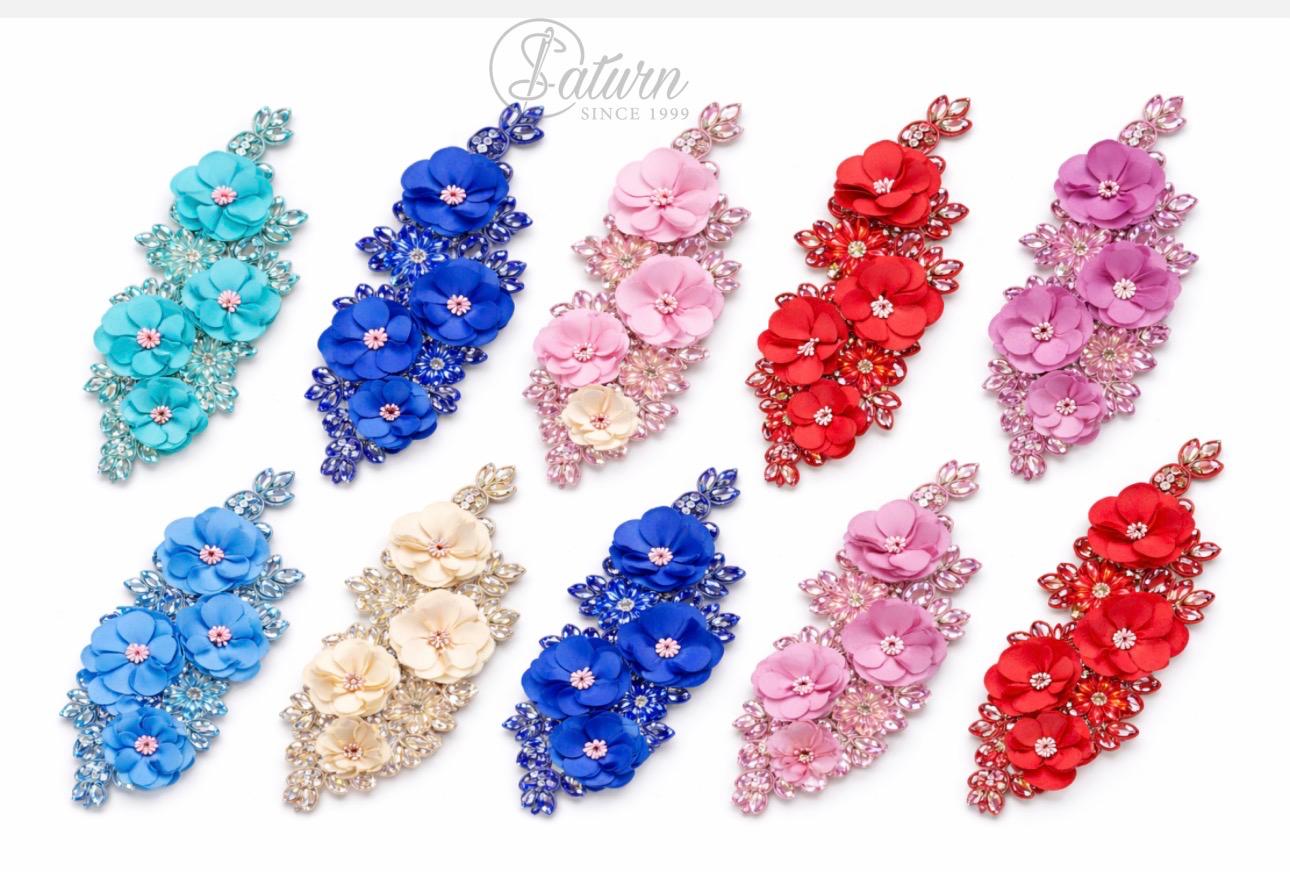 Aplicatie florala 3D cu cristale, 25x9 cm – decor elegant pentru rochii si evenimente MERCERIE SATURN 