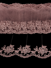 Dantelă brodată din fir de poliester cu model floral pe tulle fin ,Model 0087 , 9 cm , 10 Yards (9,14 metri\Rola)
