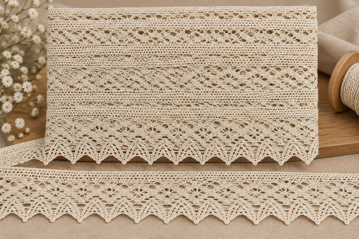 Dantela din Bumbac 4.5 cm,  15 Yards/Rola (13.7 Metri \ Rola) Model #2343