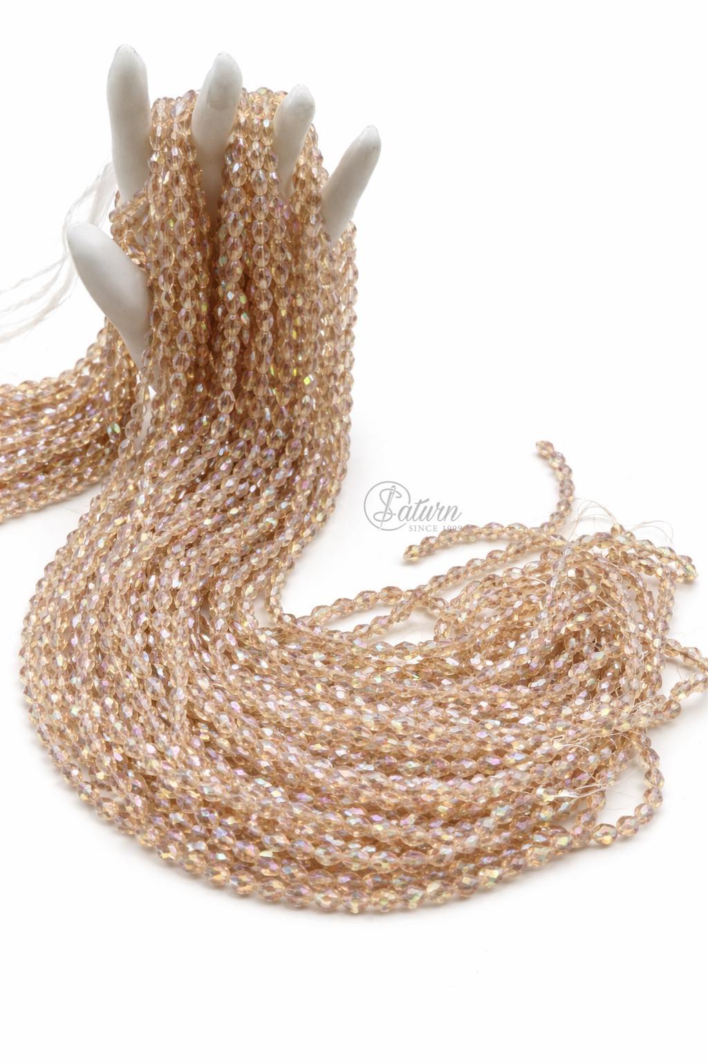 Sirag margele cristale 6x8 mm, model oval, aprox70 margele/sirag, culori diverse pentru bijuterii handmade