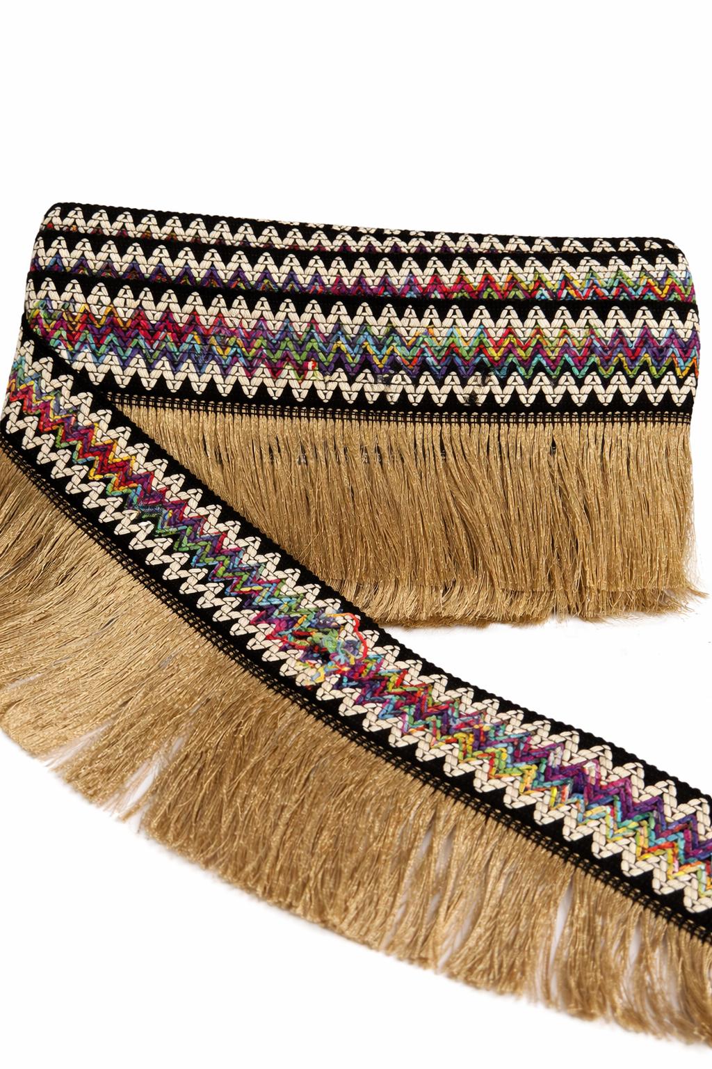 Banda Decorativa cu Franjuri 15 cm –  Culori Diverse alb mercerie saturn auriu 