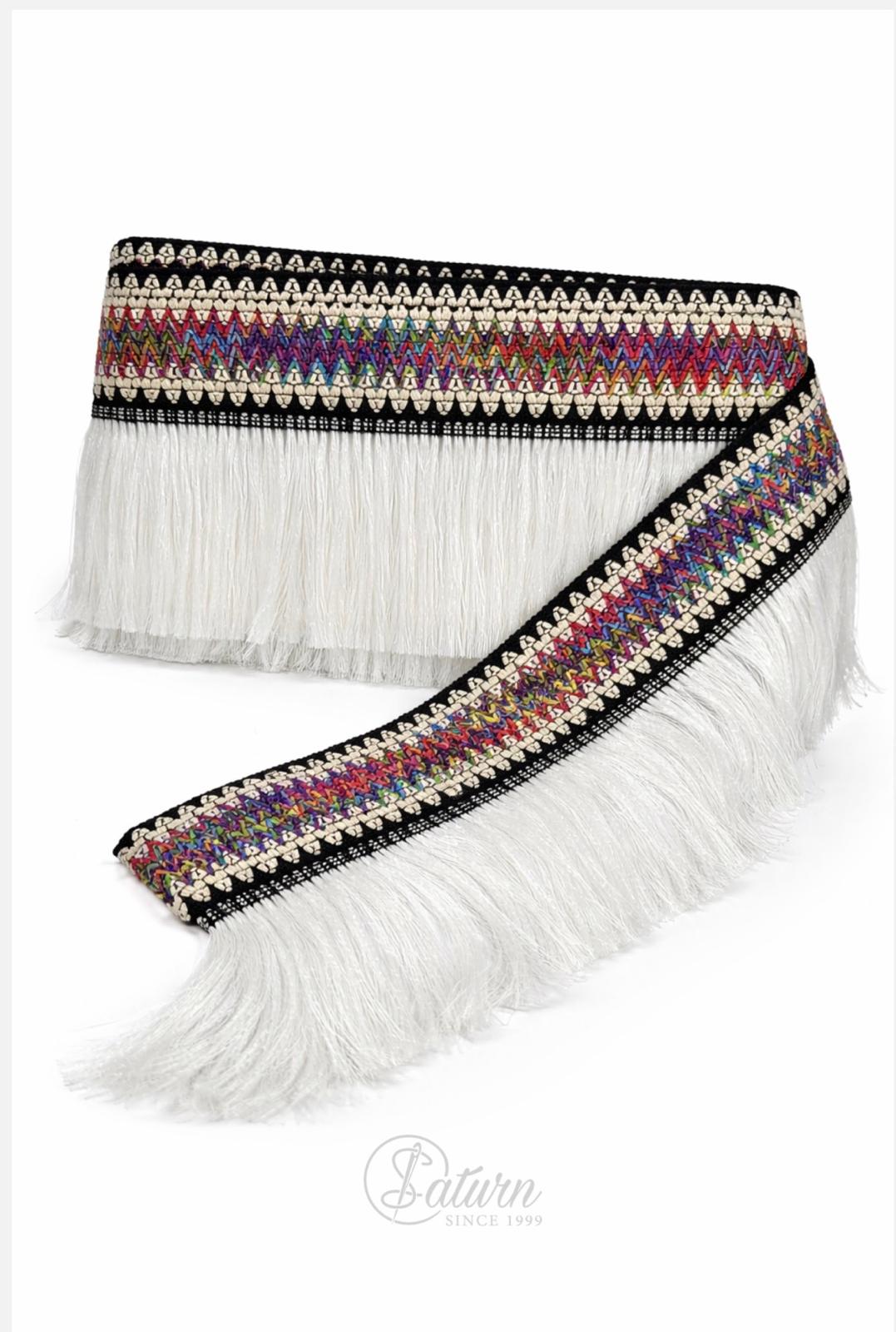 Banda Decorativa cu Franjuri 15 cm –  Culori Diverse alb mercerie saturn 