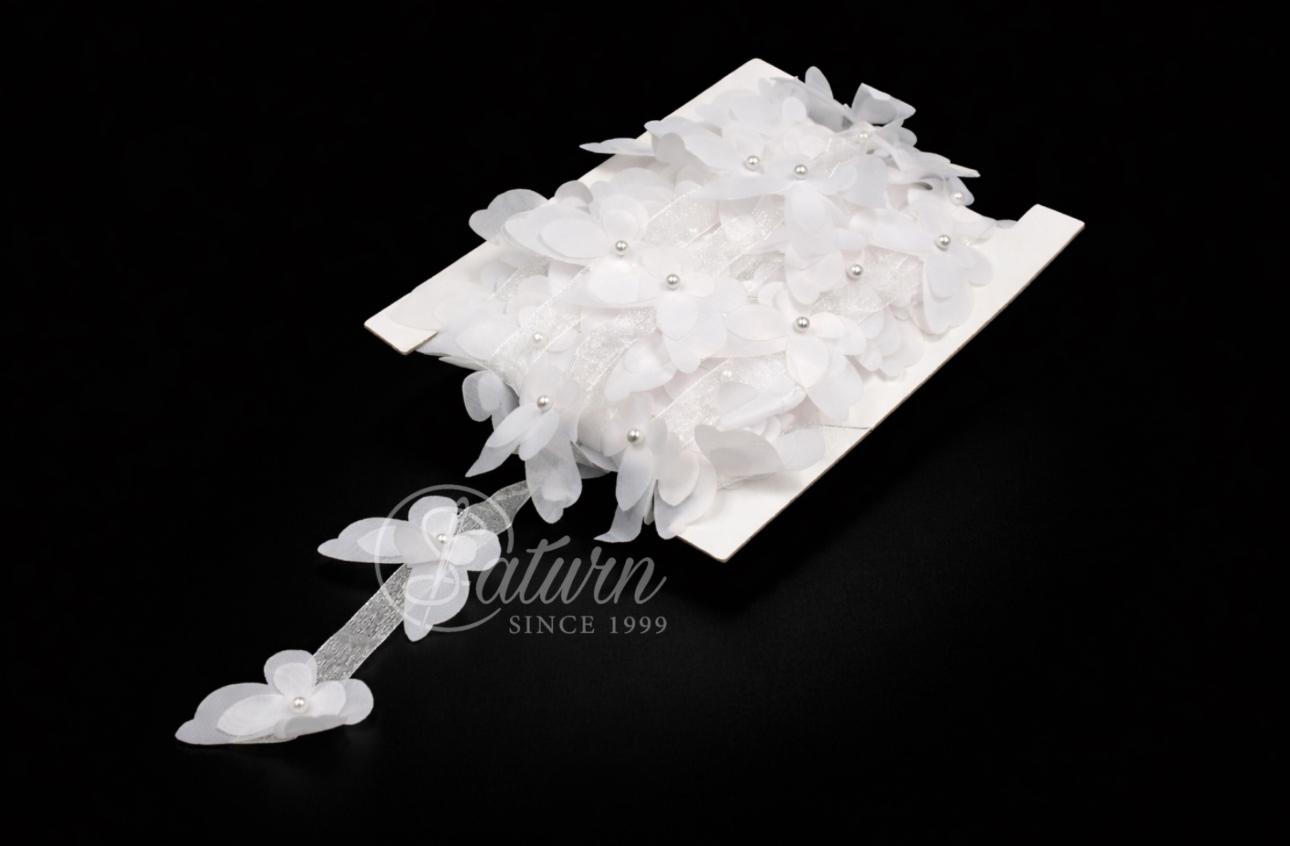 Banda/ Fluturi din Organza/Alb –  5,5cm/9 m/Card/ – Decor Textil Elegant merceria saturn 