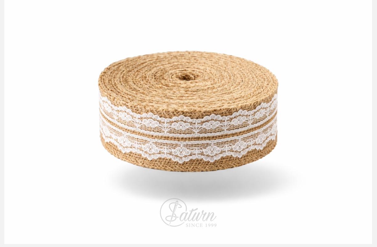 Banda Iuta cu Dantela – Latime 5 cm – Rola 10 m – Decor Rustic 