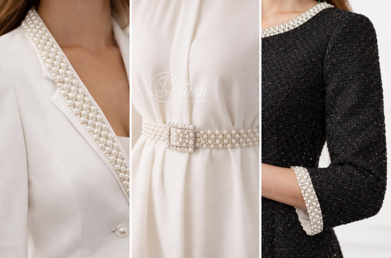 Banda Termoadeziva cu Perle și Strass 1,7 cm – Aplicatie Decorativa pentru Haine și Accesorii