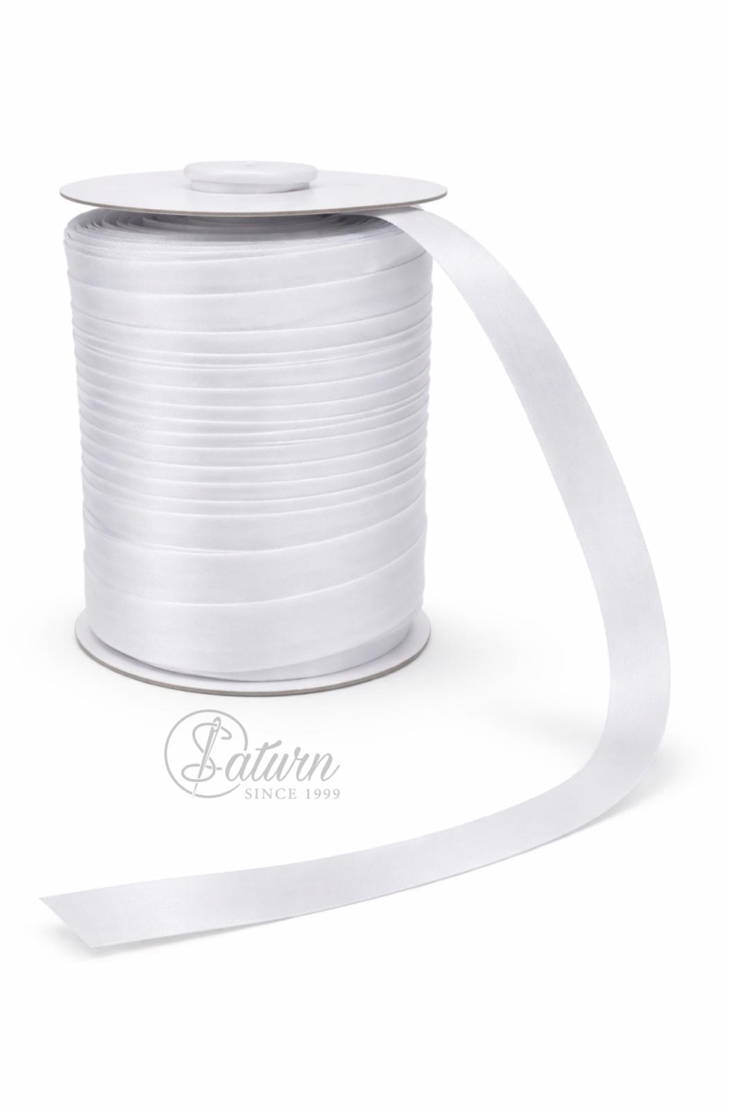 Banda bias satinata 20mm alb/negru – rola 100 yards (91 m), banda pentru finisare croitorie mercerie saturn 
