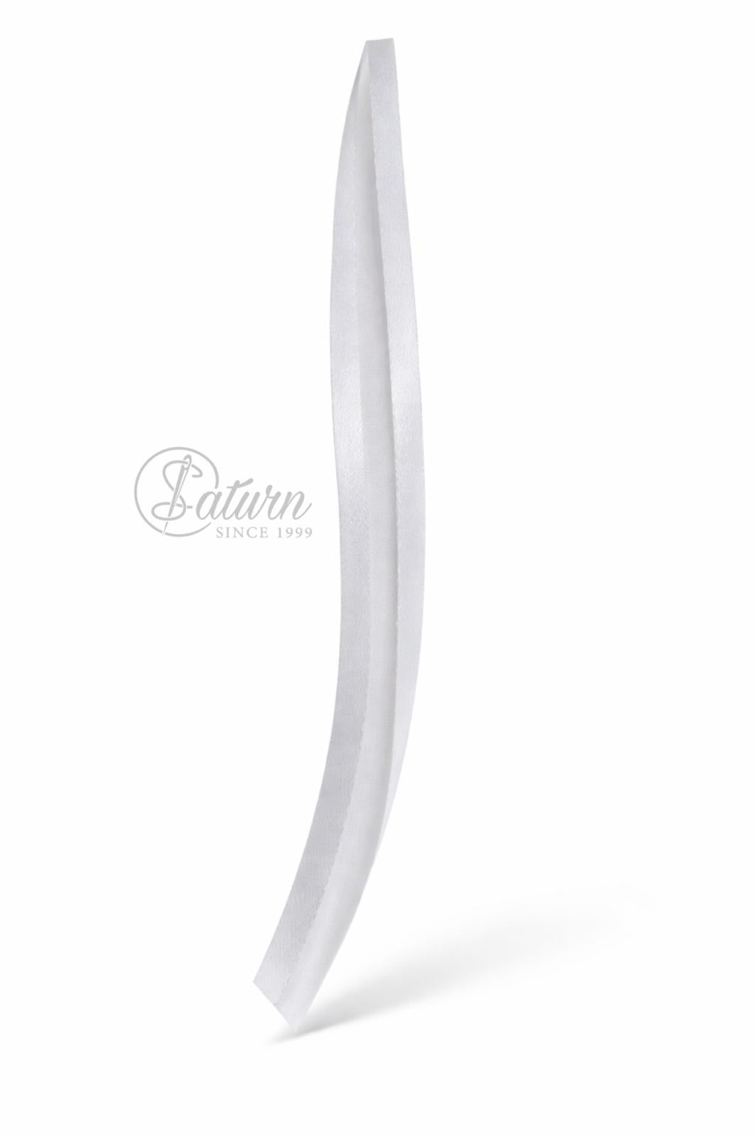 Banda bias satinata 20mm alb/negru – rola 100 yards (91 m), banda pentru finisare croitorie mercerie saturn  alba