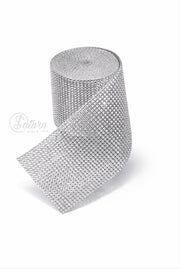 Banda cu Strass 24 Randuri – 12 cm Latime – Rola 10 Yards – Argintiu / Negru mercerie saturn 