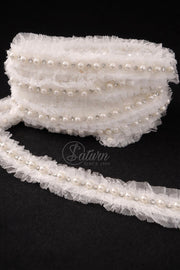 Banda de Perle,cristale si strasuri pe Tulle la Metru  K2915-3 – Rochii si Tinute mercerie saturn banda tulle decorativa