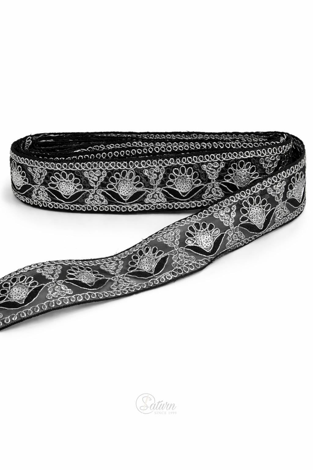 Banda decorativa brodata  cu paiete pentru rochii, costume si decor elegant/la metru