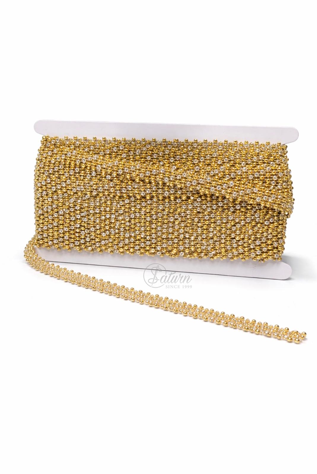 Banda decorativa cu strasuri si perlute  – 10 yards (9.14 m), latime 1.5 cm