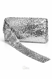 Banda decorativa elastica  cu paiete 4,5 cm – banda pentru rochii, costume si decor vestimentar/la metru arginie 
