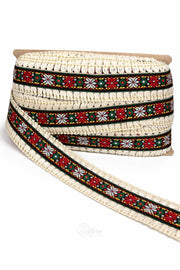 Banda decorativa etno /la metru 5 cm – banda textila cu model traditional pentru haine si decoratiuni