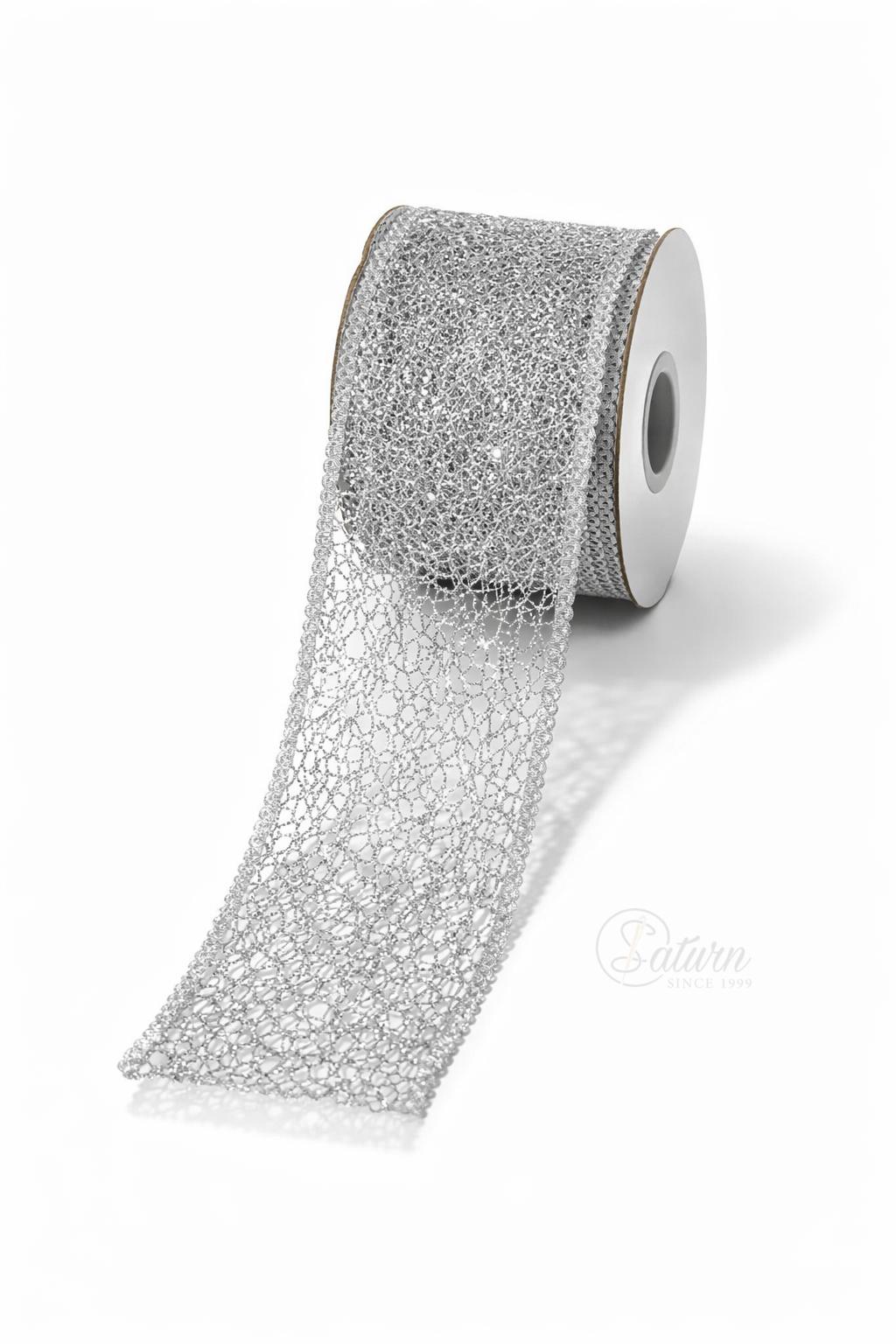 Banda decorativa lame 5 cm – argintiu si auriu, 10 yards (9,14 m), pentru rochii si decoratiuni