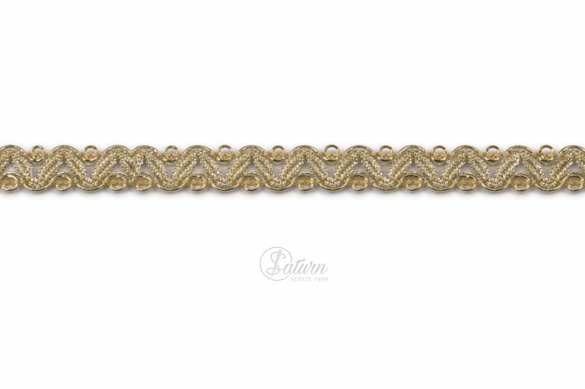Banda decorativa aurie cu franjuri 2,7 cm M31– pasmanterie eleganta cu fir metalizat/la metru. mercerie saturn 
