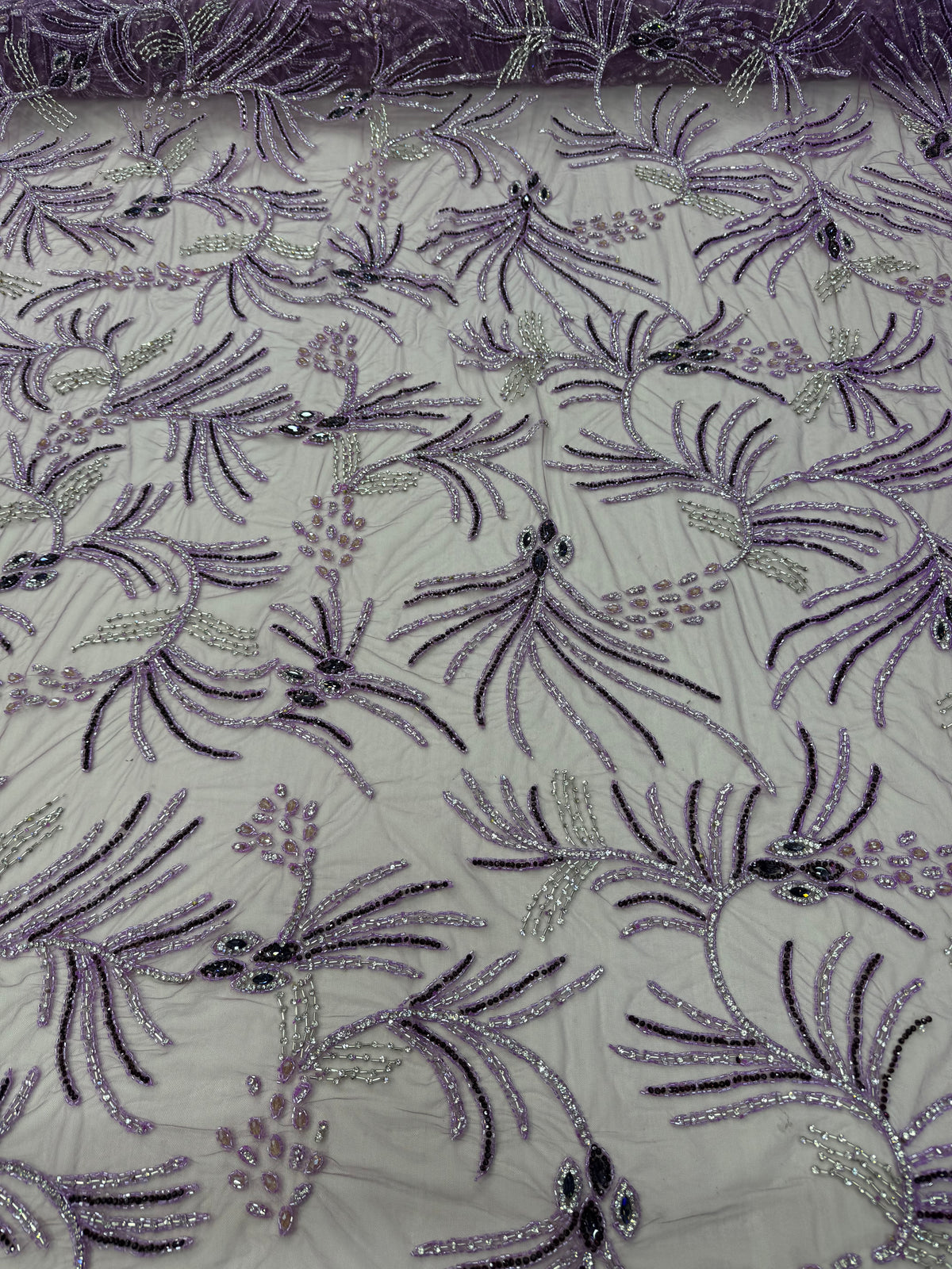 Broderie Lila Luxury cu Cristale si Margele pe Tul Premium AL656