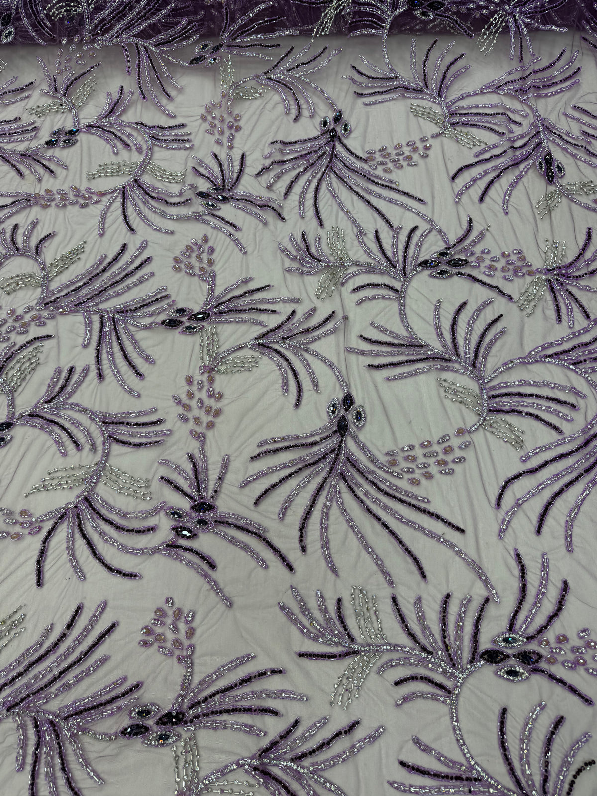 Broderie Lila Luxury cu Cristale si Margele pe Tul Premium AL656