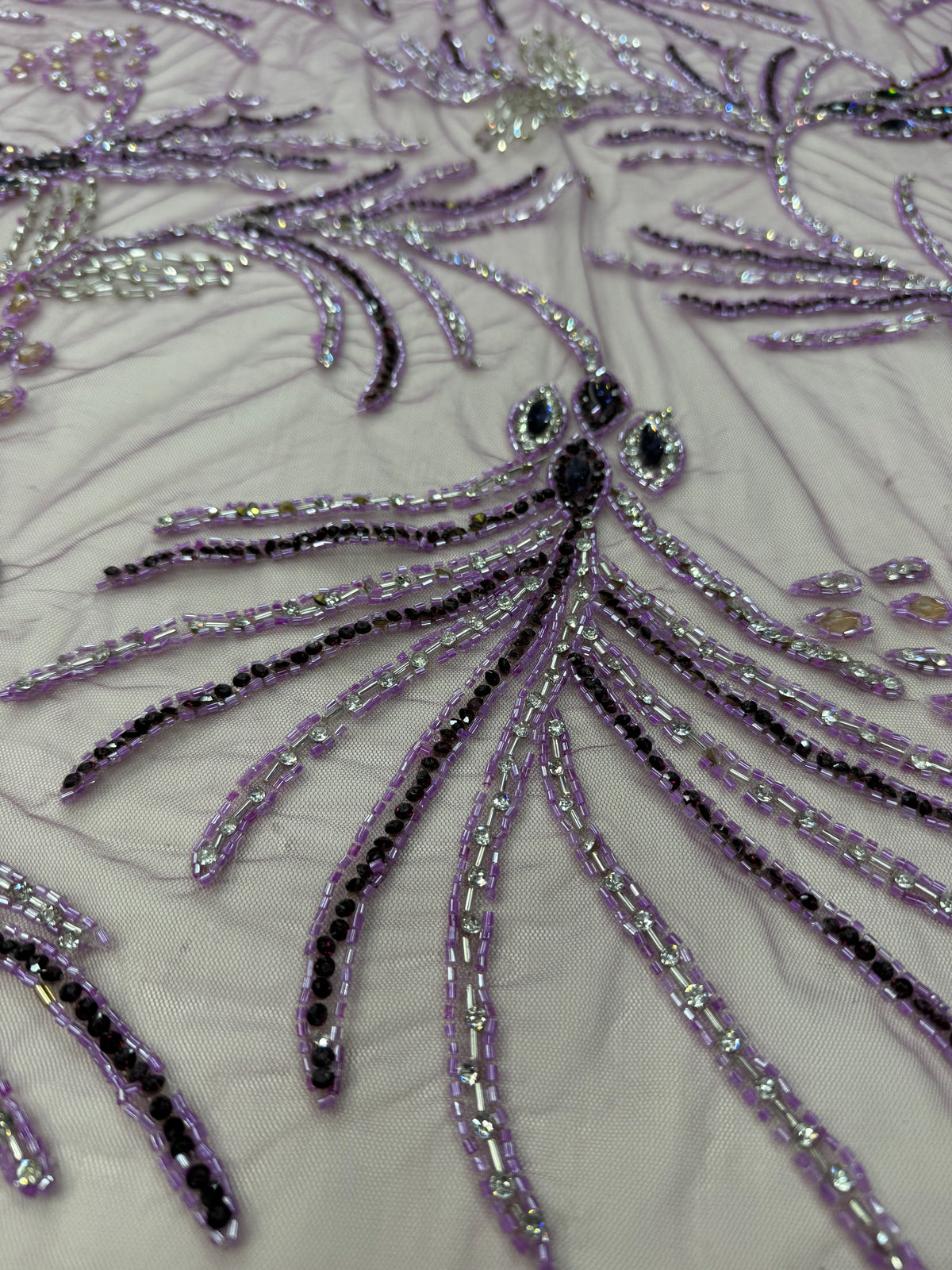 Broderie Lila Luxury cu Cristale si Margele pe Tul Premium AL656