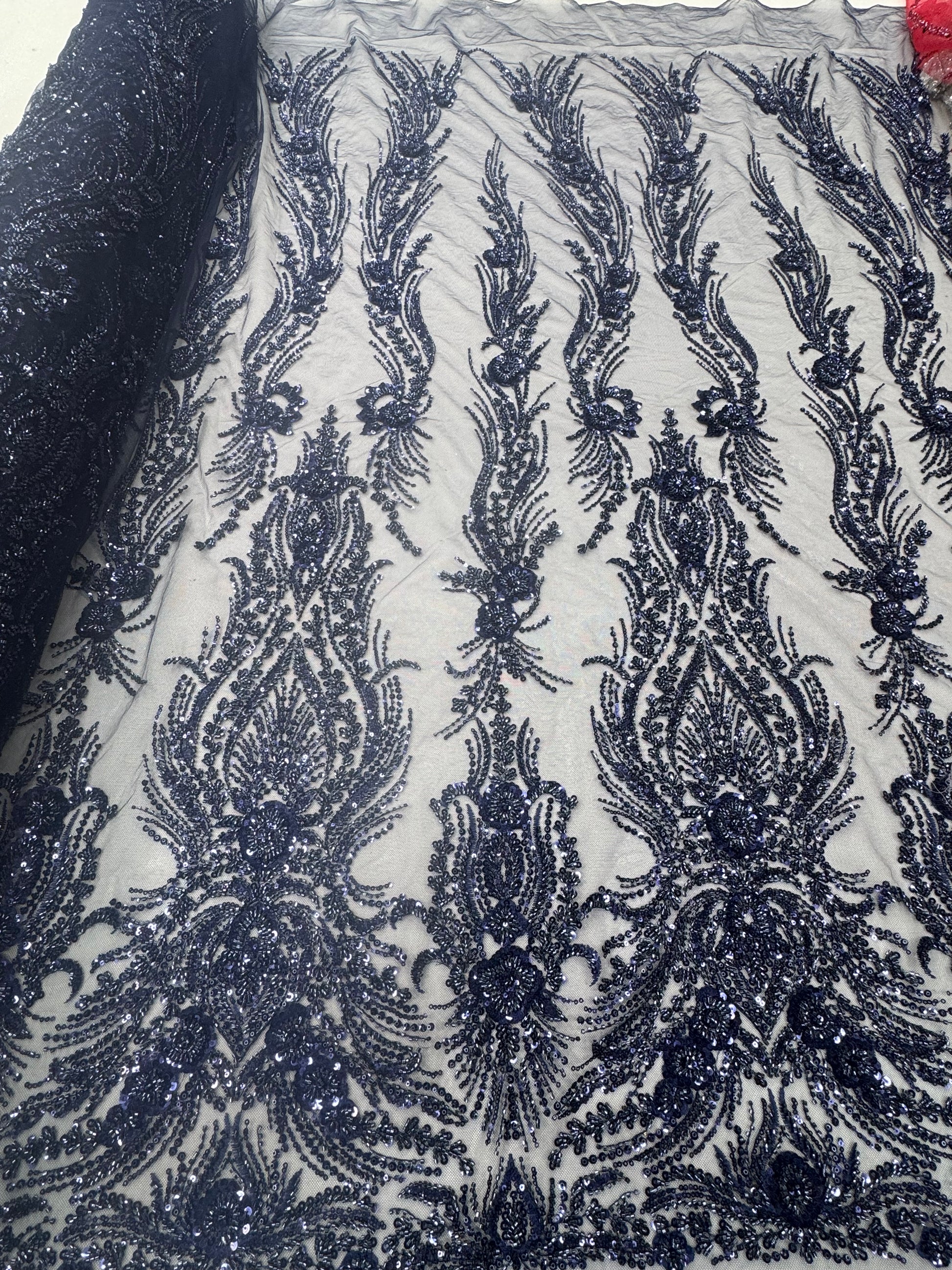Broderie premium bordo cu paiete si margele – material lux pentru rochii de seara si gala