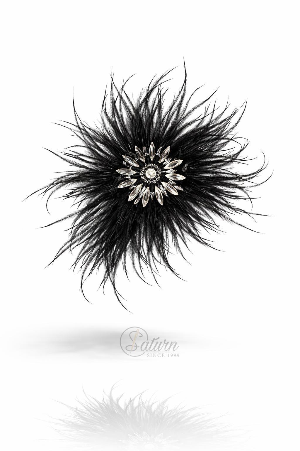 Brosa  Decorativa Din Pene De Strut  15cm – Accesorii Elegante Pentru Tinute Speciale