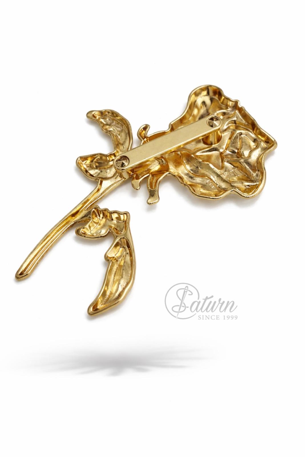 Brosa/catarama aurie model trandafir  accesoriu elegant pentru rochii si sacouri