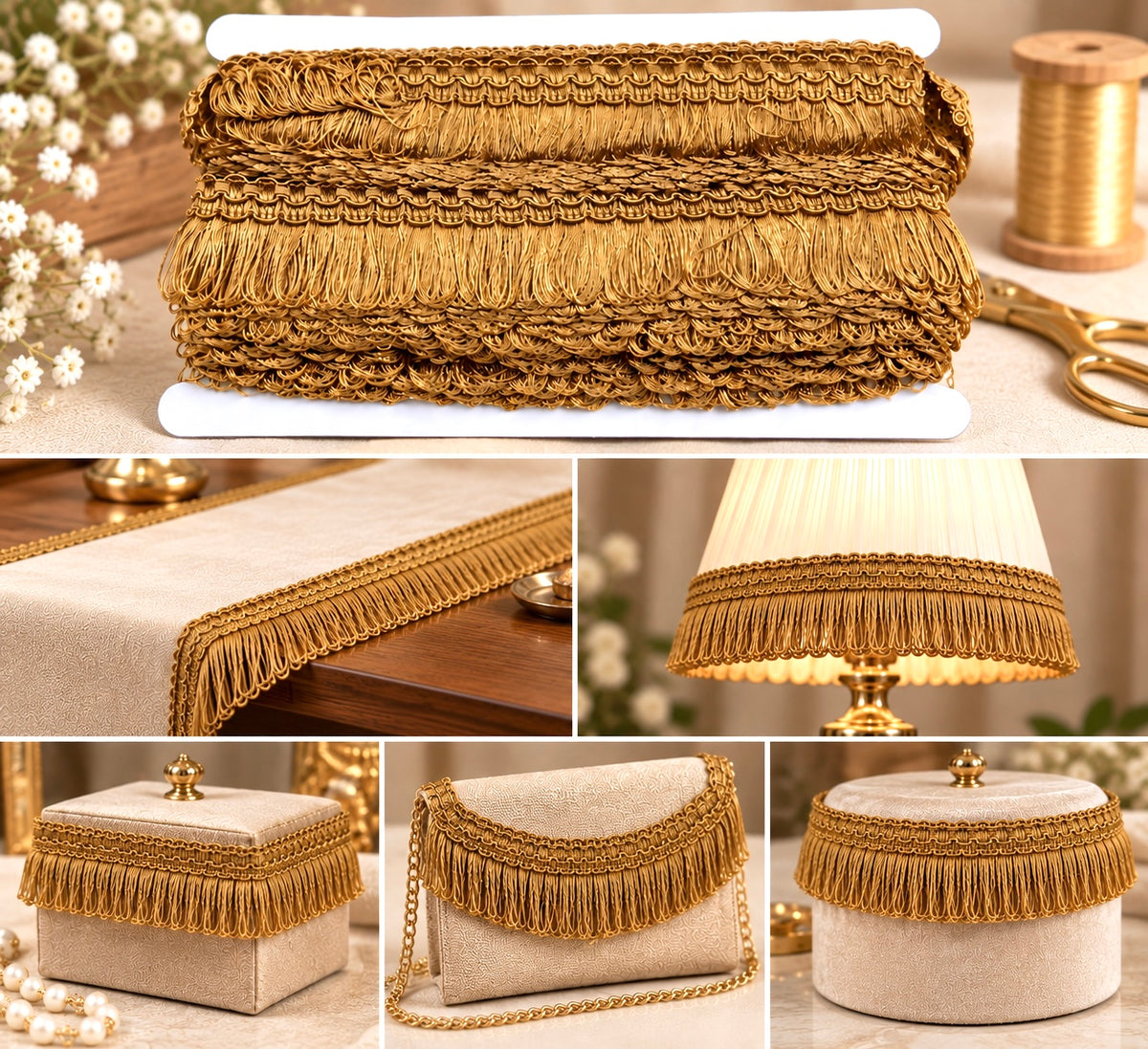 Franjuri Decorativi Aurii Model #0974 – 5 cm, 20 Yards/Card (18,28 M\Card)