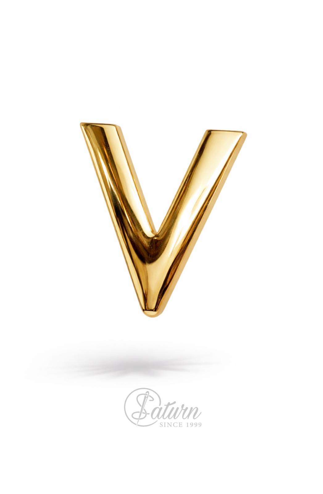 Catarama brosa litere V  accesoriu metalic auriu sau argintiu pentru haine