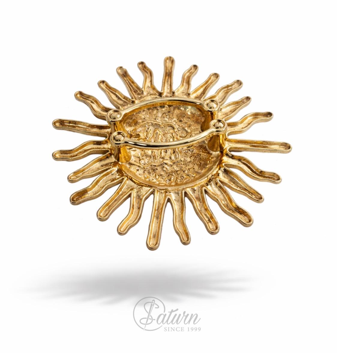 Catarama/accesoriu  metalic auriu  tip soare 6 cm pentru curele si decor vestimentar