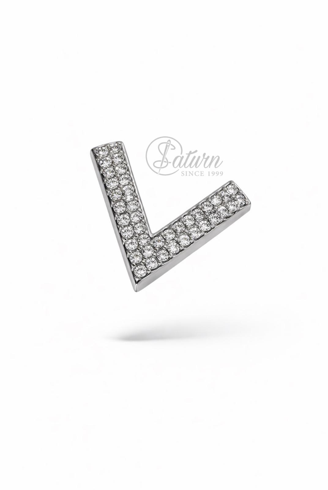 Catarama decorativa litera „v” 2,5 cm cu cristale – auriu sau argintiu, accesoriu elegant 